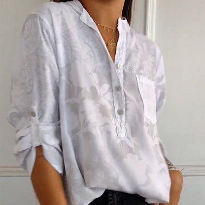 Floré-Shirt | Elegante bedruckte Bluse mit Vordertasche